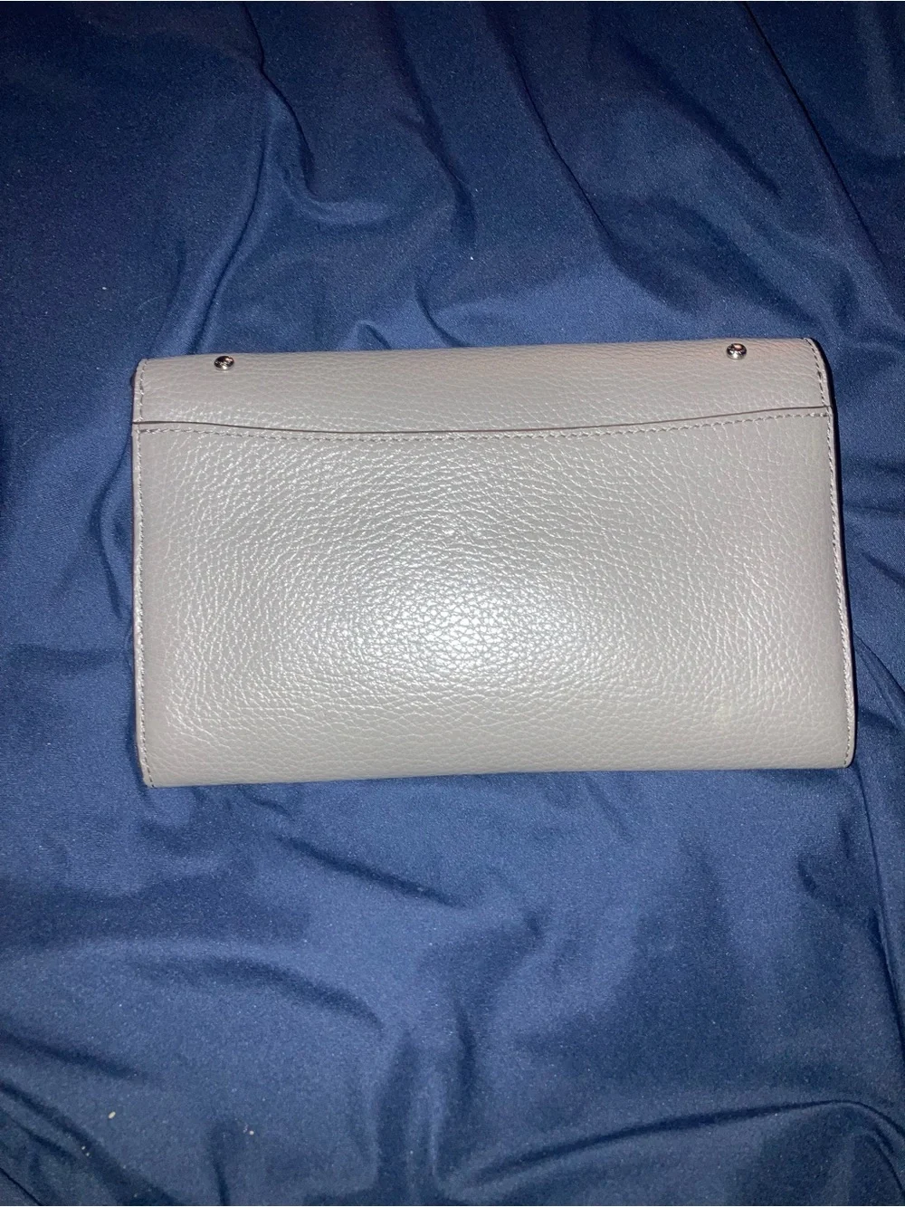 Coach Pebbled Leather Clutch in Light Gray with Silver Studs